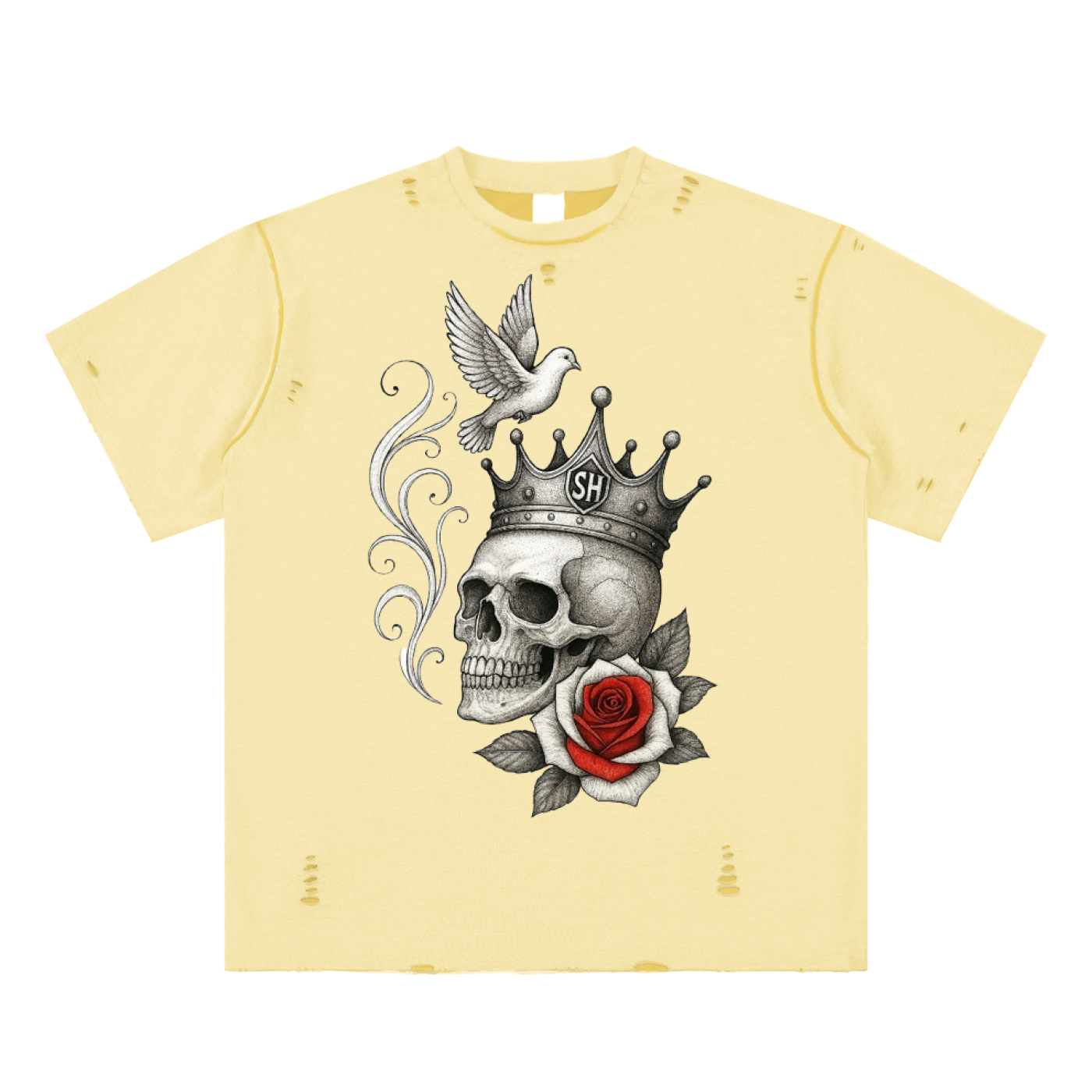 Hand-frayed Reversible T-shirt