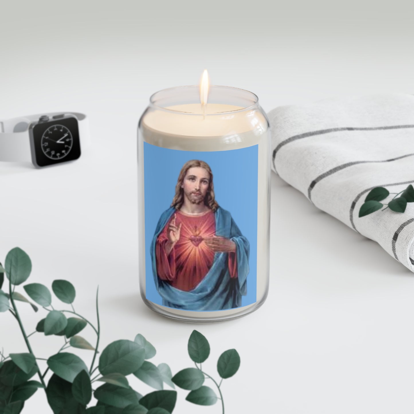 Scented Candle with Religious Art, Spiritual Home Décor, Gift for Faith, Prayer Candle, Christian Candle, Holiday Decoration