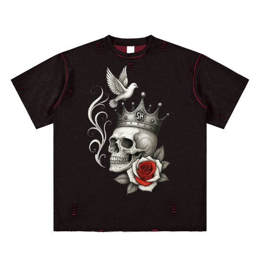 Hand-frayed Reversible T-shirt