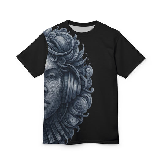 Artistic Unisex Cut & Sew Tee, Unique Graphic Shirt, Gift for Music Lovers,B