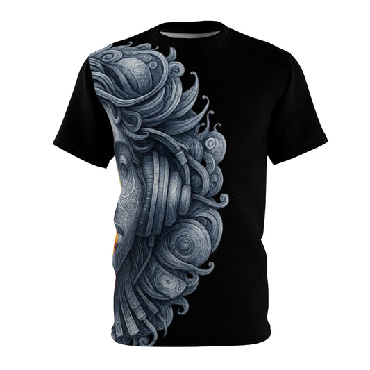 Artistic Unisex Cut & Sew Tee, Unique Graphic Shirt, Gift for Music Lovers,B