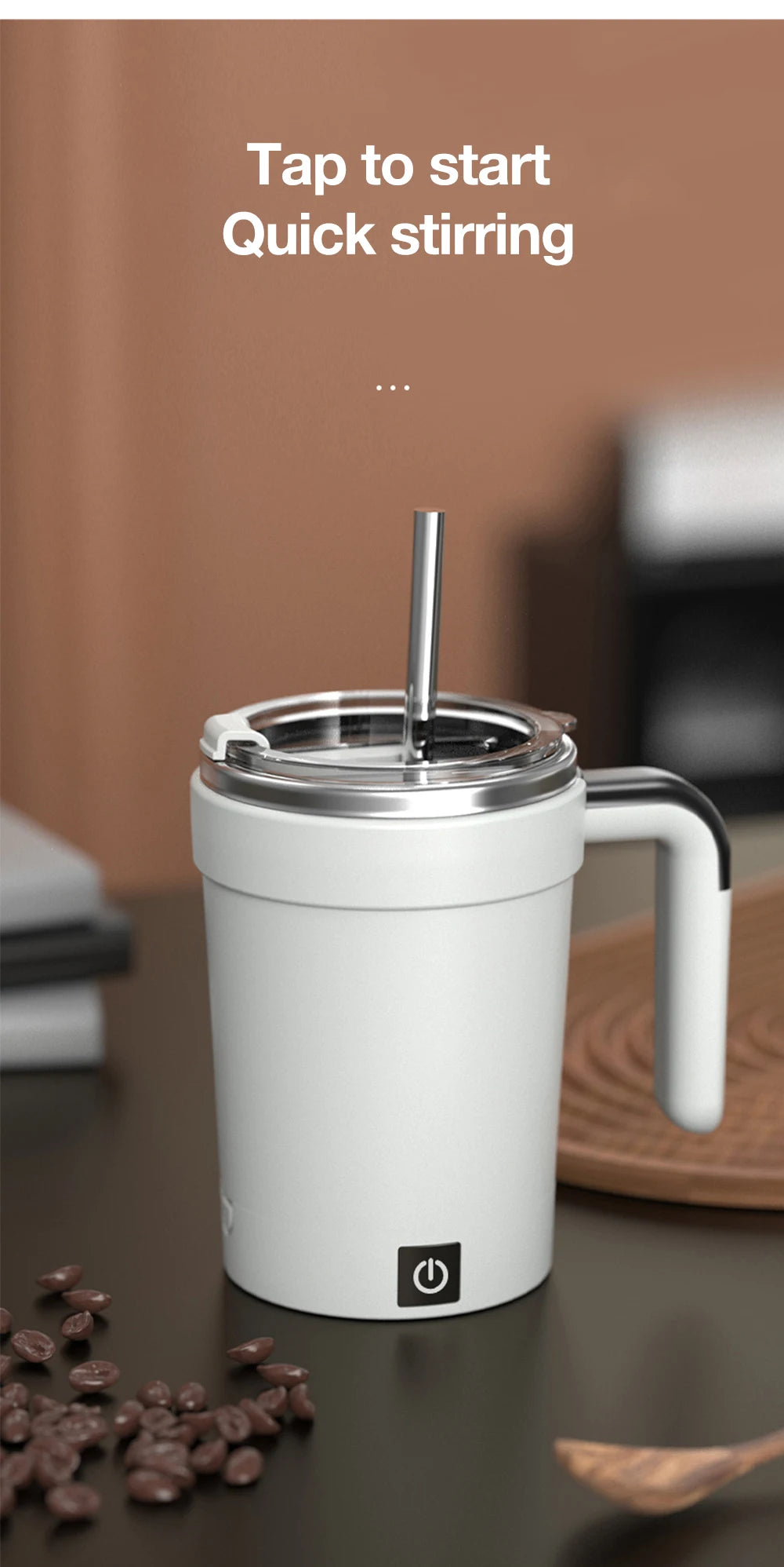 Automatic Stirring Cup Rechargeable Electric Stirring Mugs Magnetic Mixer Stainless Steel Coffee Mug Rotating Magnetic Tumbler