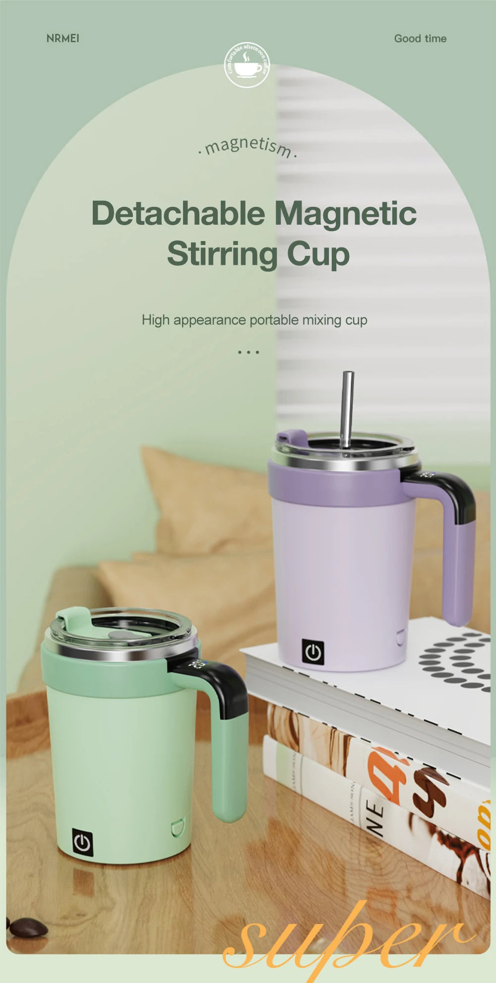 Automatic Stirring Cup Rechargeable Electric Stirring Mugs Magnetic Mixer Stainless Steel Coffee Mug Rotating Magnetic Tumbler