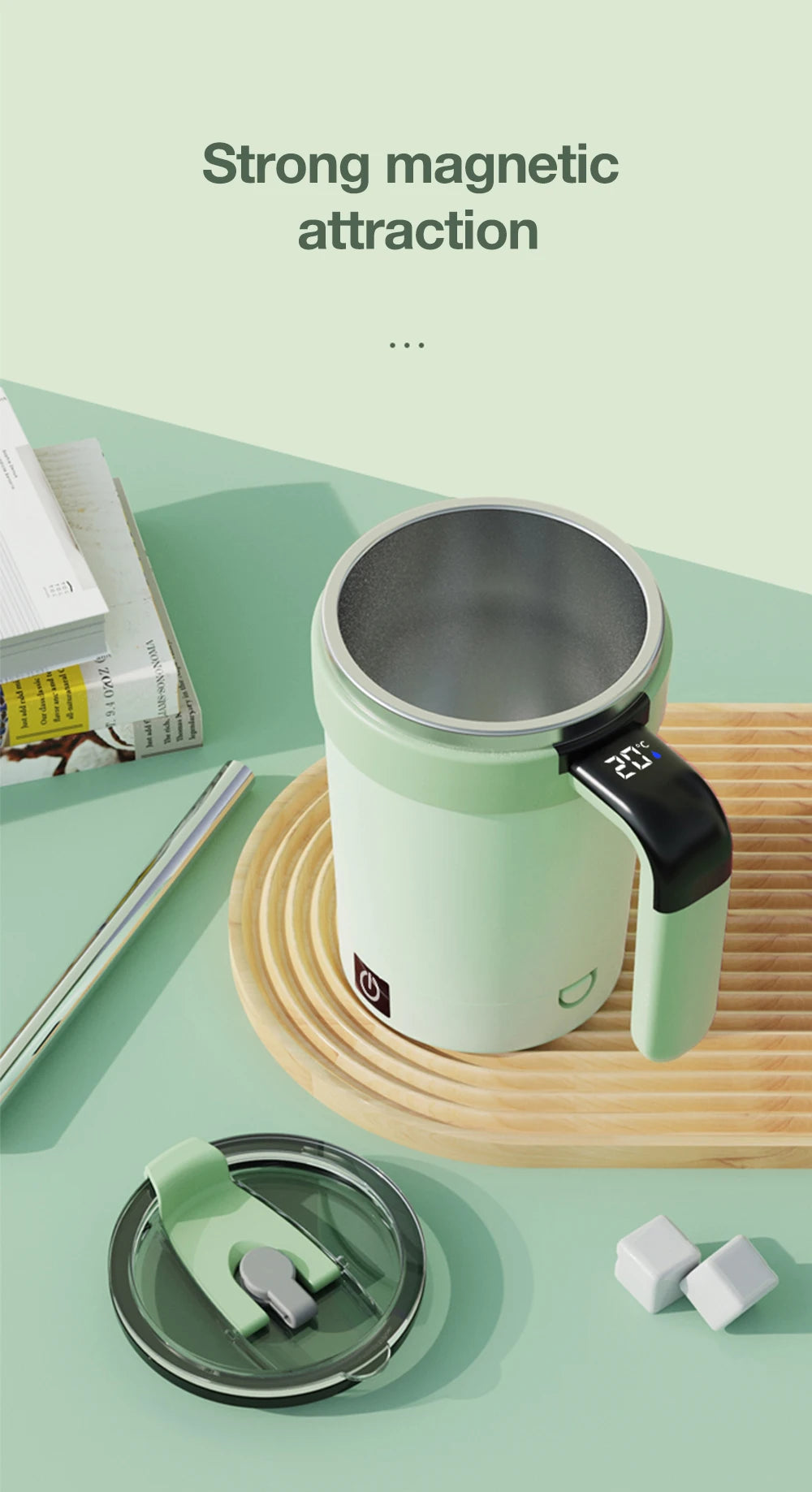 Automatic Stirring Cup Rechargeable Electric Stirring Mugs Magnetic Mixer Stainless Steel Coffee Mug Rotating Magnetic Tumbler