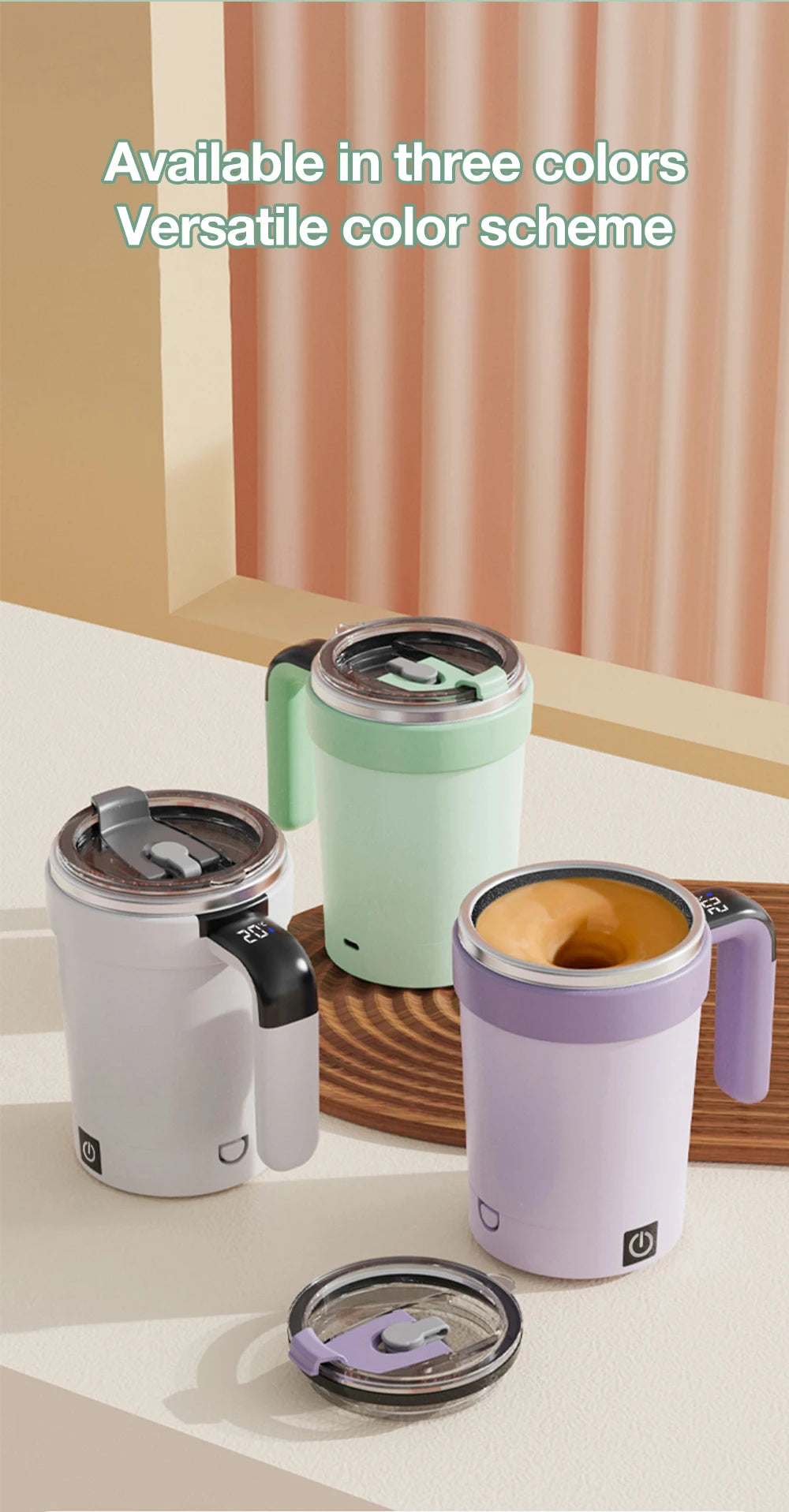 Automatic Stirring Cup Rechargeable Electric Stirring Mugs Magnetic Mixer Stainless Steel Coffee Mug Rotating Magnetic Tumbler